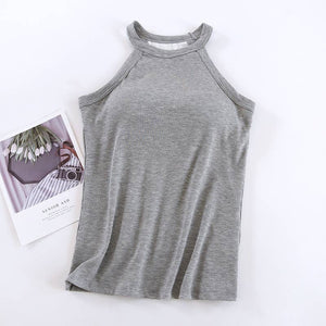Basic Halter Top with built-in bra tank top