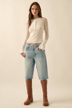 Load image into Gallery viewer, Fiona Floral Lace Raglan-Sleeve Henley Top