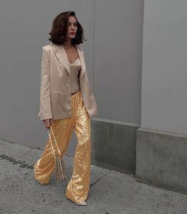 Sequin Long Loose Pants