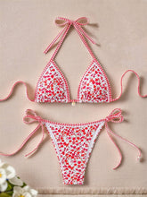 Load image into Gallery viewer, Boho Print Lace-Up Bikini Swimsuit