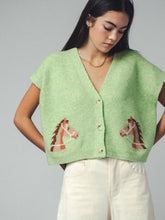 Load image into Gallery viewer, Western Horse V Neck Cropped Cardigan