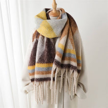 Load image into Gallery viewer, Geo Cozy Long Fringe Winter Scarf