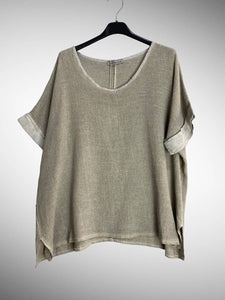 Italian Cotton Linen Rolled Sleeve T-shirt