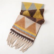 Load image into Gallery viewer, Geo Cozy Long Fringe Winter Scarf