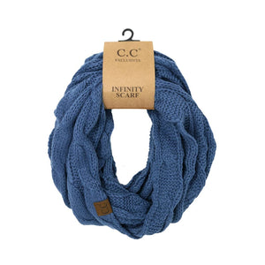 Solid Cable Knit CC Infinity Scarf