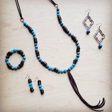 Load image into Gallery viewer, Ocean Agate Collar Necklace w/ Genuine Leather Accent