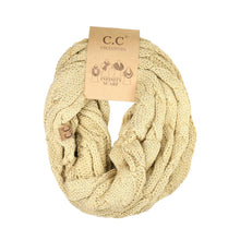 Load image into Gallery viewer, Metallic Cable Knit CC Infinity Scarf SF800MET