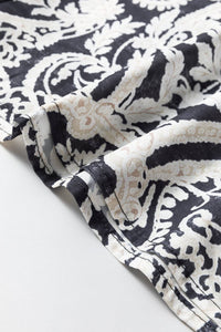 Black Boho Print Wide Leg Pants