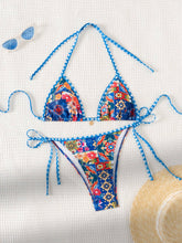 Load image into Gallery viewer, Boho Print Lace-Up Bikini Swimsuit