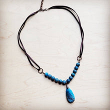 Load image into Gallery viewer, Ocean Agate Collar Necklace w/ Genuine Leather Accent