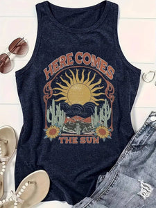 Sunrise over the mountains graphic tank top