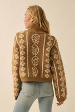 Load image into Gallery viewer, Flora Jacquard Fuzzy Mock-Neck Sweater