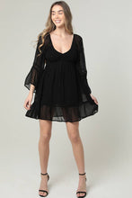 Load image into Gallery viewer, Sheer Long Sleeve Black Dress
