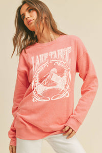 Lake Tahoe Graphic Sweatshirt: TEA ROSE / M