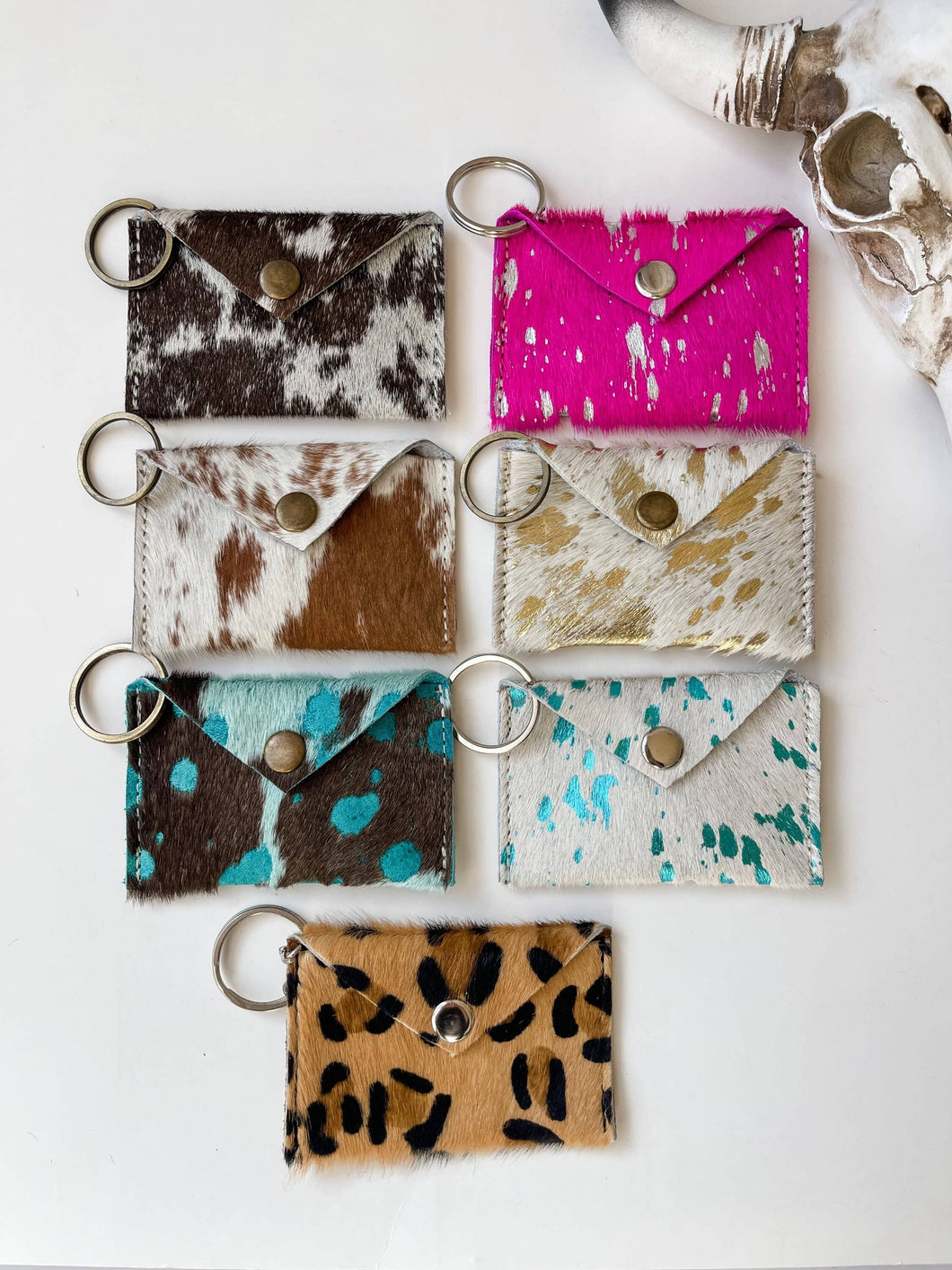 Cowhide Credit Card Holder Keychain
