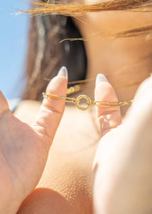 Paperclip Charm Necklace 18k gold PVD