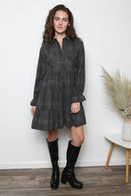 Load image into Gallery viewer, PLAID TIERED A LINE SHIRTDRESS