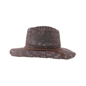 Horseshoe Lace Knit with Braided Suede Trim C.C Panama Hat K