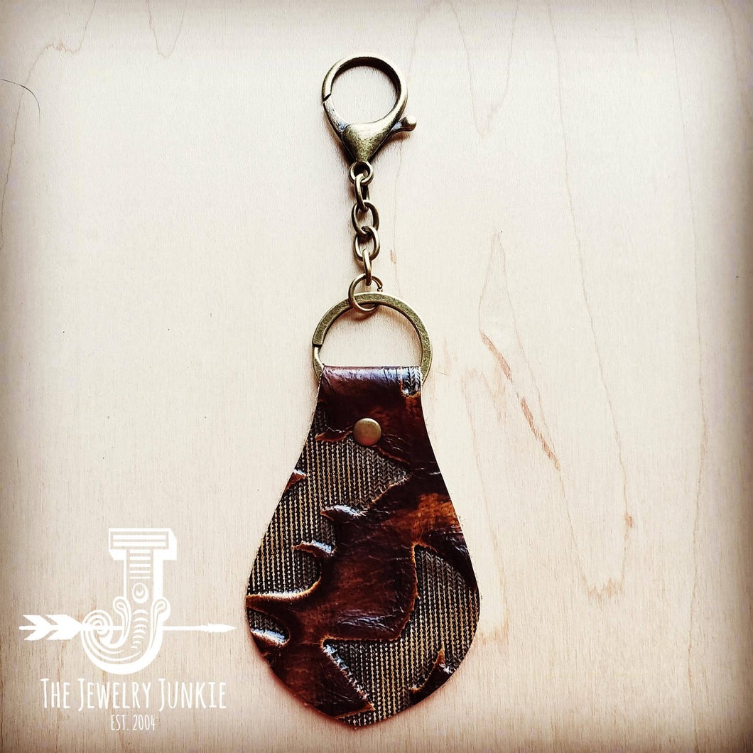 **Embossed Leather Keychain - Laredo, Boho Style