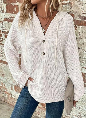 Wendie Casual Button Knit Hoodie