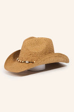 Load image into Gallery viewer, Beaded Cowrie Shell Straw Weave Western Cowboy Hat
