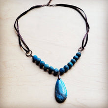 Load image into Gallery viewer, Ocean Agate Collar Necklace w/ Genuine Leather Accent