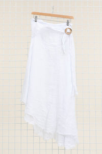 Italian Linen Wrap Skirt with Buckle Loop
