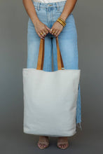Load image into Gallery viewer, White, Black &amp; Lt. Blue Western Tote