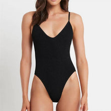 Load image into Gallery viewer, Black Crinkle One Piece Swimsuit