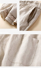 Load image into Gallery viewer, Floral crochet lace patchwork cotton linen shorts