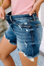 Load image into Gallery viewer, Distressed Whiskey Denim Shorts
