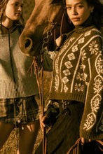 Load image into Gallery viewer, Flora Jacquard Fuzzy Mock-Neck Sweater