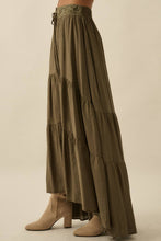 Load image into Gallery viewer, Stella Striped Lace-Trim Tiered Button-Front Maxi Skirt