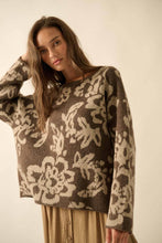 Load image into Gallery viewer, Floral Jacquard-Knit Rolled-Edge Sweater
