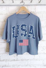 Load image into Gallery viewer, USA STAR FLAG GRAPHIC LONG CROP TOP