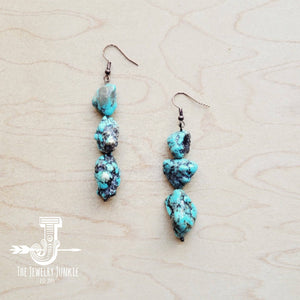 Chunky Beaded Turquoise Stone Earrings