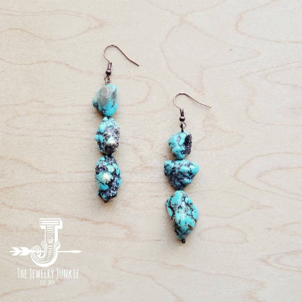 Chunky Beaded Turquoise Stone Earrings