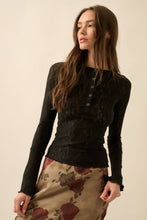Load image into Gallery viewer, Fiona Floral Lace Raglan-Sleeve Henley Top