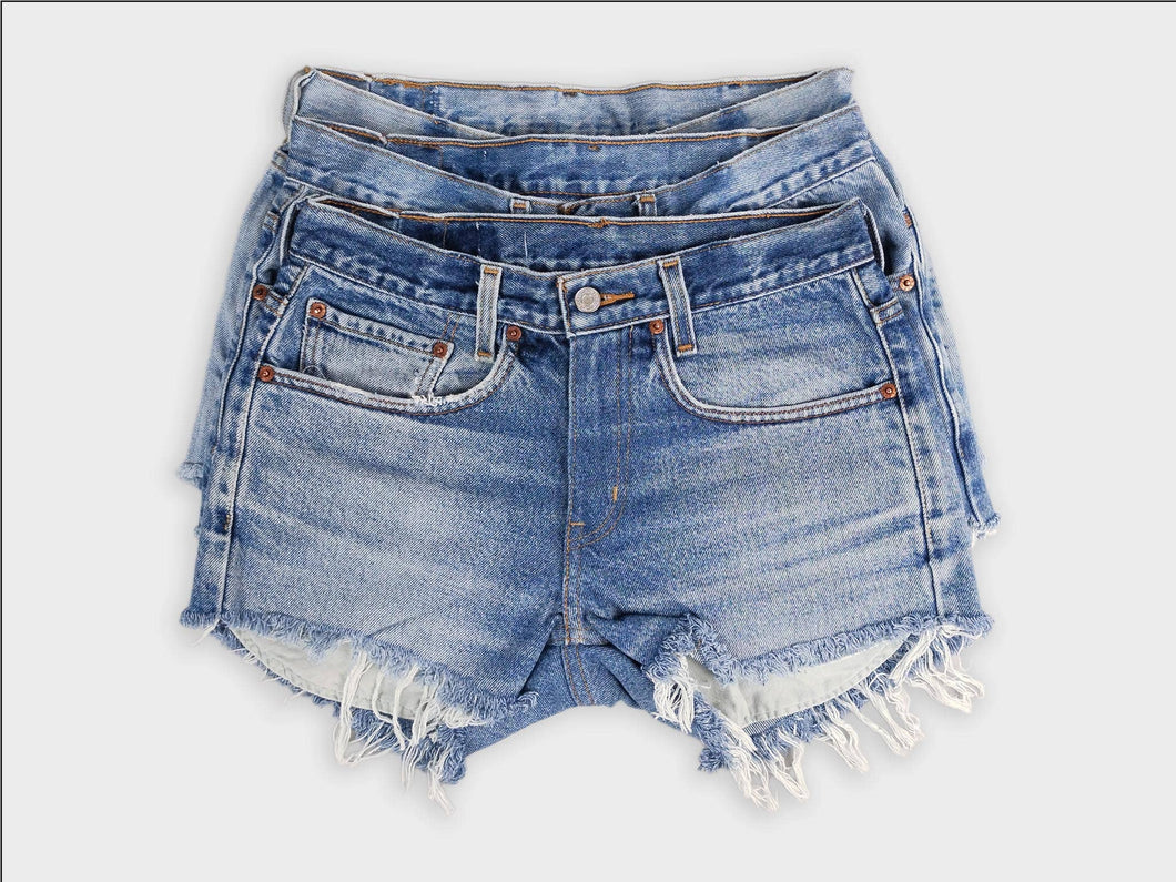 Low-Rise Upcycled Denim Shorts - Original