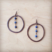 Load image into Gallery viewer, Western Copper Hoop Earrings w/ Blue Lapis Beads 225w