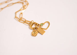 Paperclip Charm Necklace 18k gold PVD