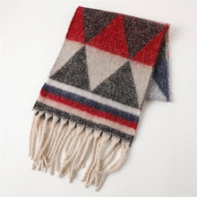 Load image into Gallery viewer, Geo Cozy Long Fringe Winter Scarf