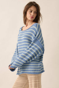Striped Textured Knit Oversized Sweater