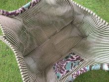 Load image into Gallery viewer, Boho Quilted Cotton Tote Bag Teal Grey