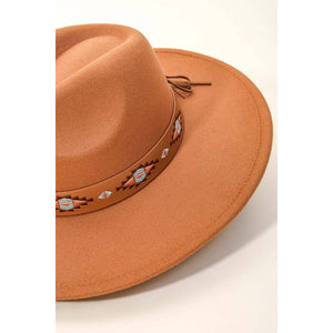 Boho Tribal Pattern Strap Fedora Hat