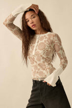 Load image into Gallery viewer, Floral Mesh Raglan Henley Top