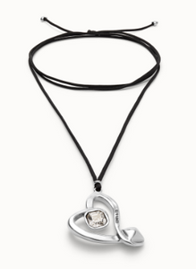 Ser Expresiva EXC - Long Necklace Silver Plated Heart with Crystal