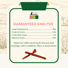 Load image into Gallery viewer, All-Natural Beef Gullet Stick Dog Treats - 6" (25/Bag)