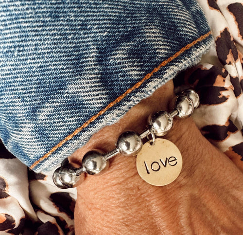Chunky Brass Love Tag Bracelet