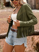 Load image into Gallery viewer, Faux Suede Fringe Western Boho Jacket
